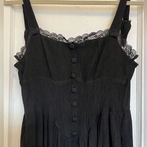 Black summer dress with lace and button detail